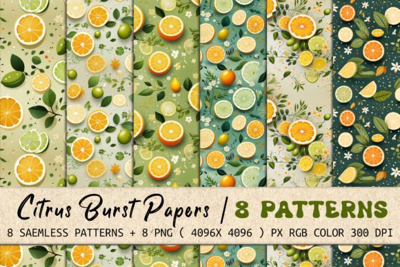 Citrus Burst Seamless Patterns: A Versatile Design Resource for Modern Creatives