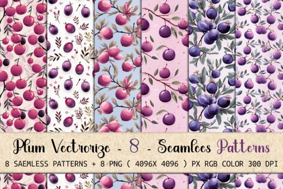 Plum Perfection Seamless Patterns: Elevate Your Design Projects with Versatile, High-Quality Graphics